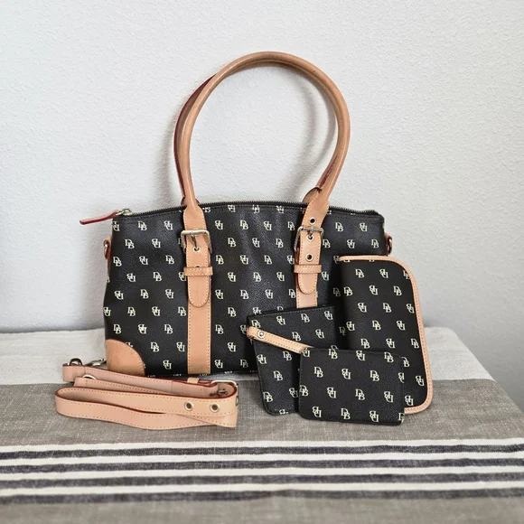 Dooney & Bourke Dark Brown and Tan Satchel, 4 Piece Set! - Picture 2 of 16